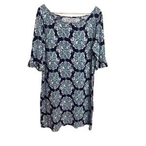 Lilly Pulitzer Dress Blue Seashell Riley Size XL Nautical Beach Coastal Vibe